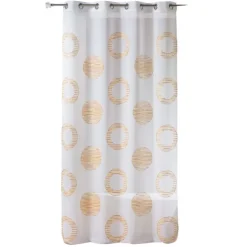 Voilage brodé à motifs ronds et cercles rayés
