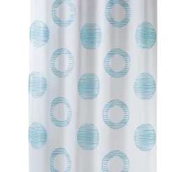 Voilage brodé à motifs ronds et cercles rayés