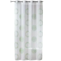 Voilage brodé à motifs ronds et cercles rayés
