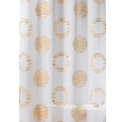 Voilage brodé à motifs ronds et cercles rayés
