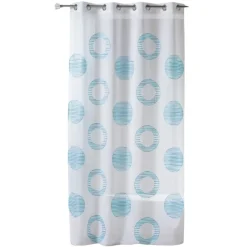 Voilage brodé à motifs ronds et cercles rayés