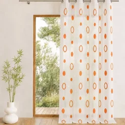 Voilage coloré motifs cercles prêt à poser