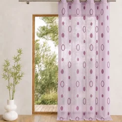 Voilage coloré motifs cercles prêt à poser