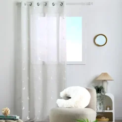 Voilage enfant brodé étoiles et lunes
