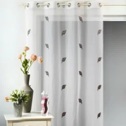 Voilage Fantaisie Jacquard 'feuilles'