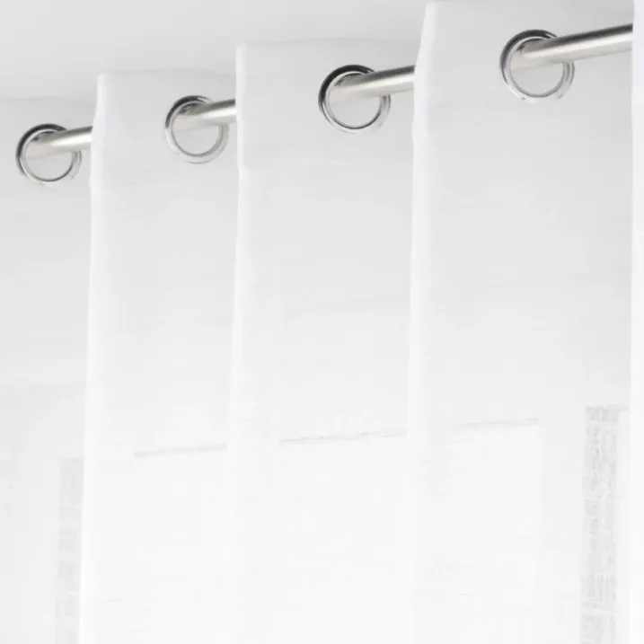 Voilage grande largeur à Oeillets Haltona Blanc Effet Lin Tissé