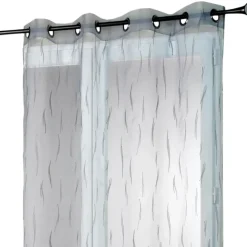 Voilage gris organza brodé motif de brindilles