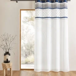 Voilage jacquard avec parement à rayures horizontales