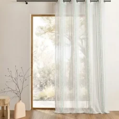Voilage jacquard à fines rayures verticales