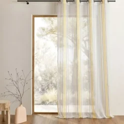 Voilage jacquard à fines rayures verticales