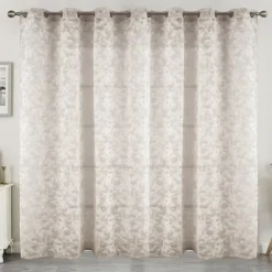 Voilage jacquard à oeillets élégance texturée