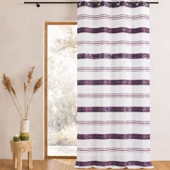 Voilage jacquard à rayures géométriques