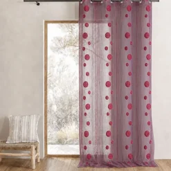 Voilage organza fils coupés motif ronds