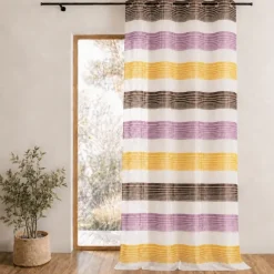 Voilage organza à fines rayures horizontales colorées