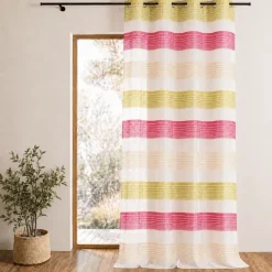 Voilage organza à fines rayures horizontales colorées