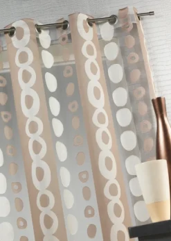 Voilage Organza Jacquard à Bandes et cercles