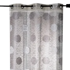 Voilage organza jacquard brodé motif gros ronds