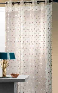 Voilage organza jacquard brodé à petits pois
