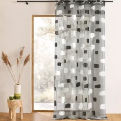 Voilage organza jacquard motif de briques