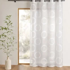 Voilage organza jacquard motif ronds