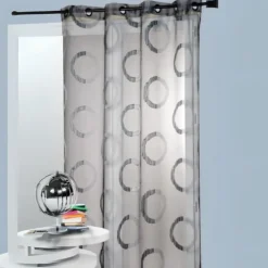 Voilage organza jacquard motif ronds