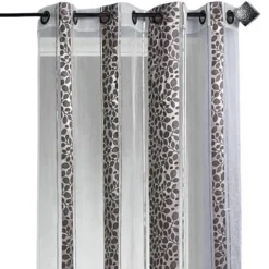 Voilage organza jacquard à motif feuillage