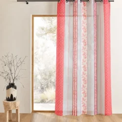 Voilage organza jacquard à rayures verticales à motifs