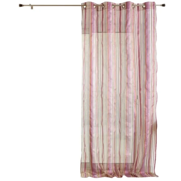 Voilage organza à rayures et œillets