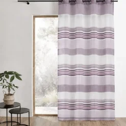 Voilage organza rayures horizontales tissées