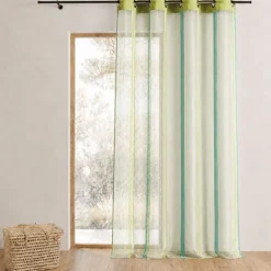 Voilage organza à rayures verticales et parement