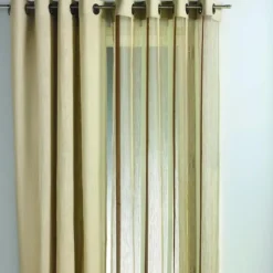 Voilage organza à rayures verticales et parement