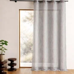 Voilage organza rayures verticales tissées