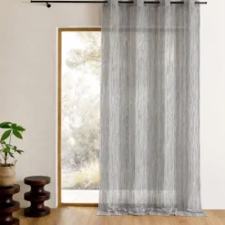 Voilage organza rayures verticales tissées