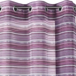 Voilage organza tissé à rayures horizontales et œillets