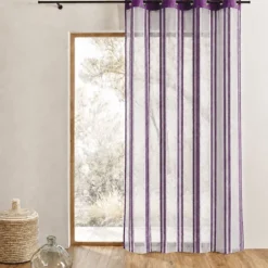 Voilage organza transparent à rayures verticales