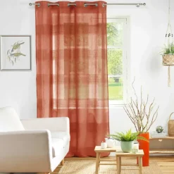 Voilage rayé fils chenille effet lin