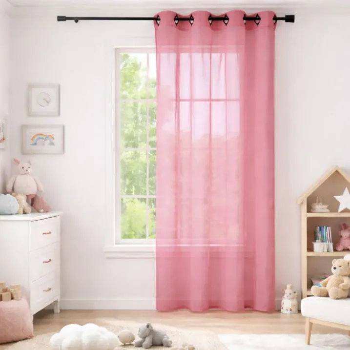 Voilage rose grande largeur