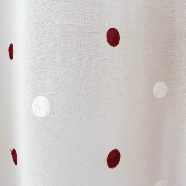 Voilage sablé brodé "Pois colorés"