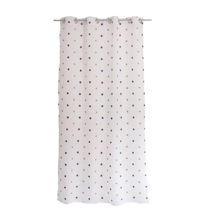 Voilage sablé brodé "Pois colorés"