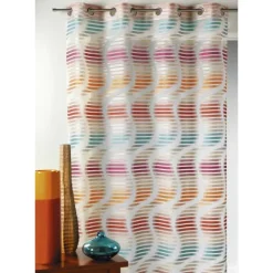 Voilage tamisant en jacquard à rayures verticales ondulées