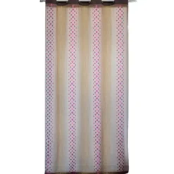 Voilage tamisant motif de pois et rayures