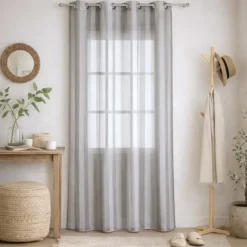 Voilage tissé à rayures verticales ton sur ton