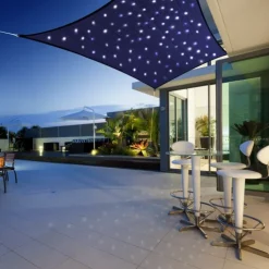 Voile d’ombrage étoilé rectangulaire avec leds solaires