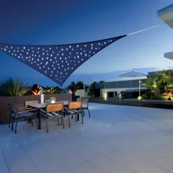Voile d’ombrage triangulaireétoilé avec leds solaires