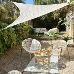 Voile d’ombrage triangulaire macramé polylin